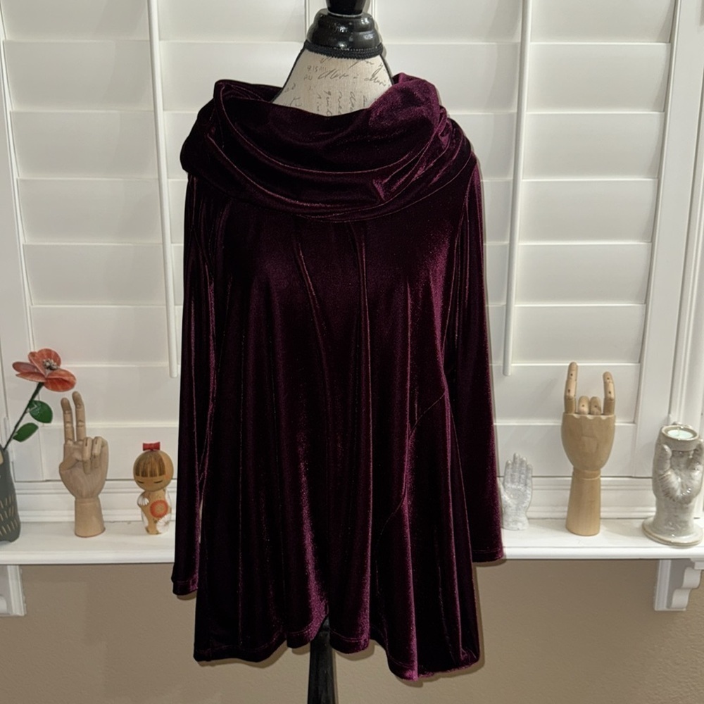 Soft Surroundings Velvet Cowl Neck Asymmetrical Tunic Top